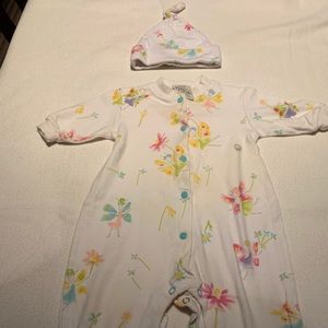 Garnet Hill 100% cotton onesie with matching cap
